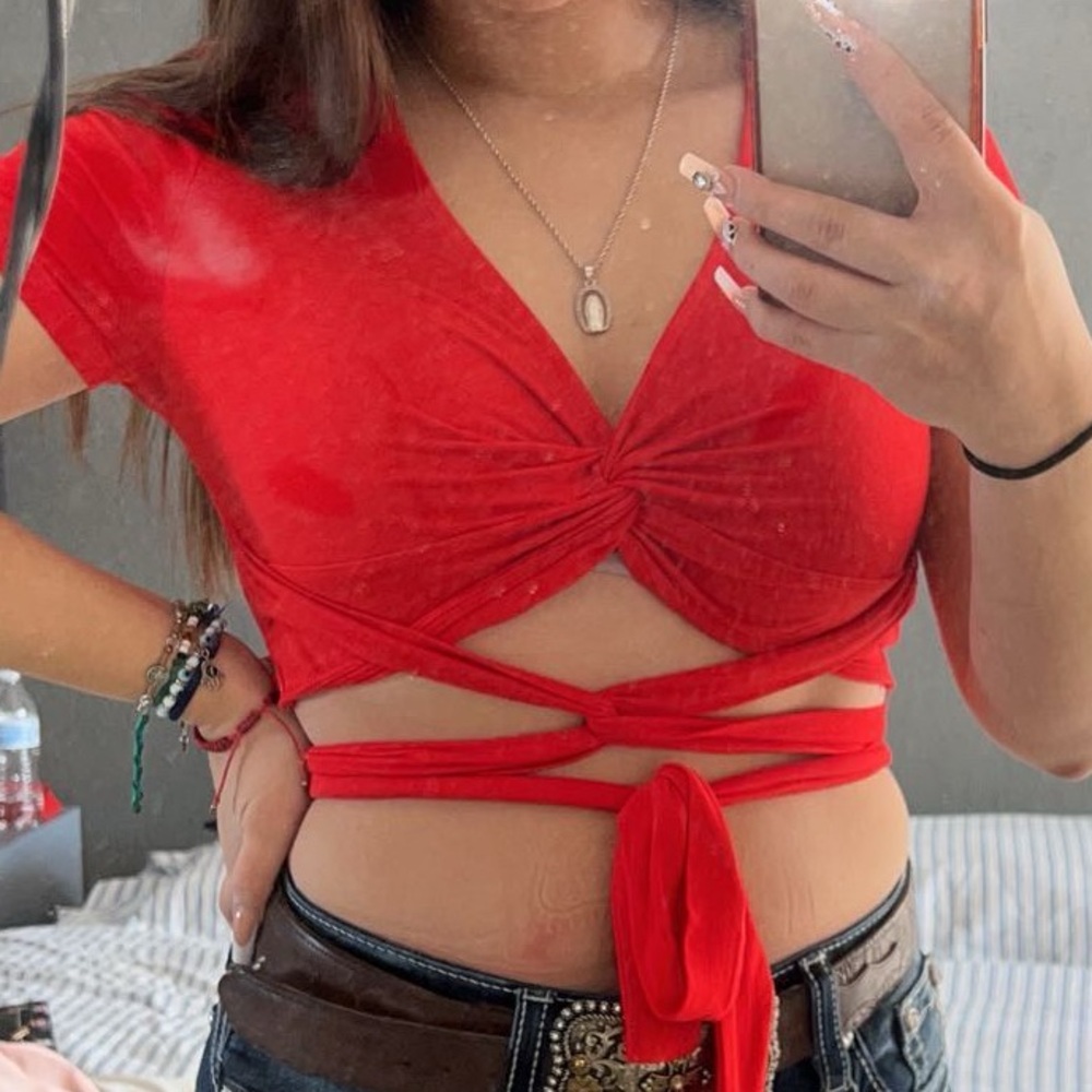 Red crop top